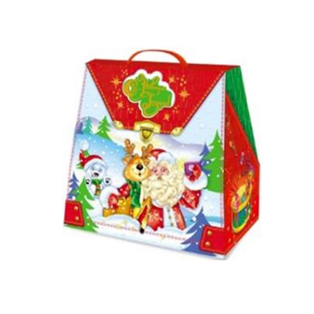 Сладкий новогодний подарок Красная коробка-портфель 500гр (картон)